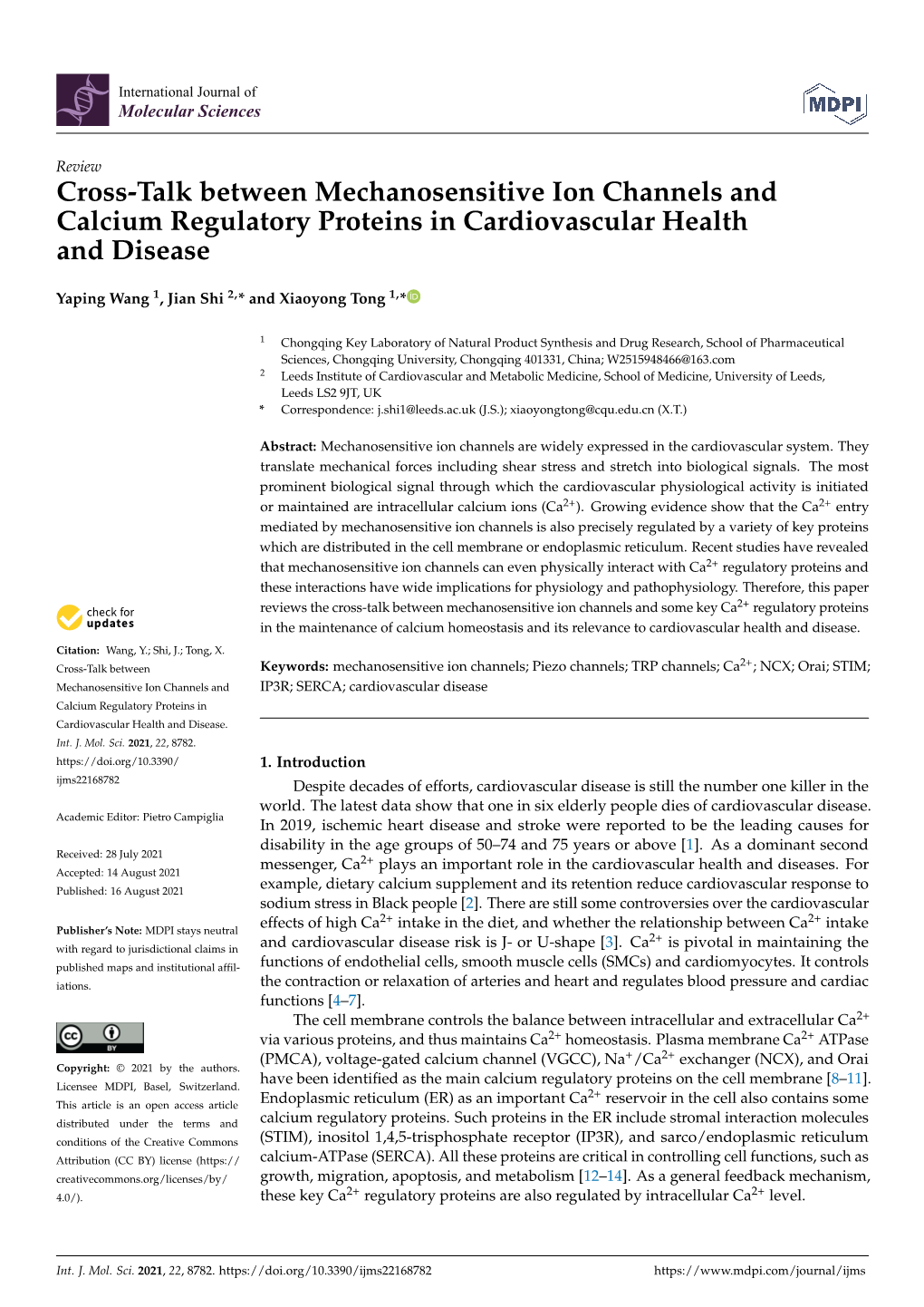 Cross-Talk Between Mechanosensitive Ion Channels and Calcium Regulatory Proteins in Cardiovascular Health and Disease