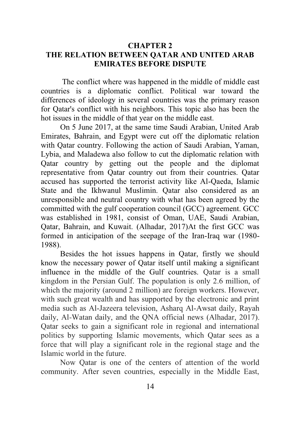 14 Chapter 2 the Relation Between Qatar and United