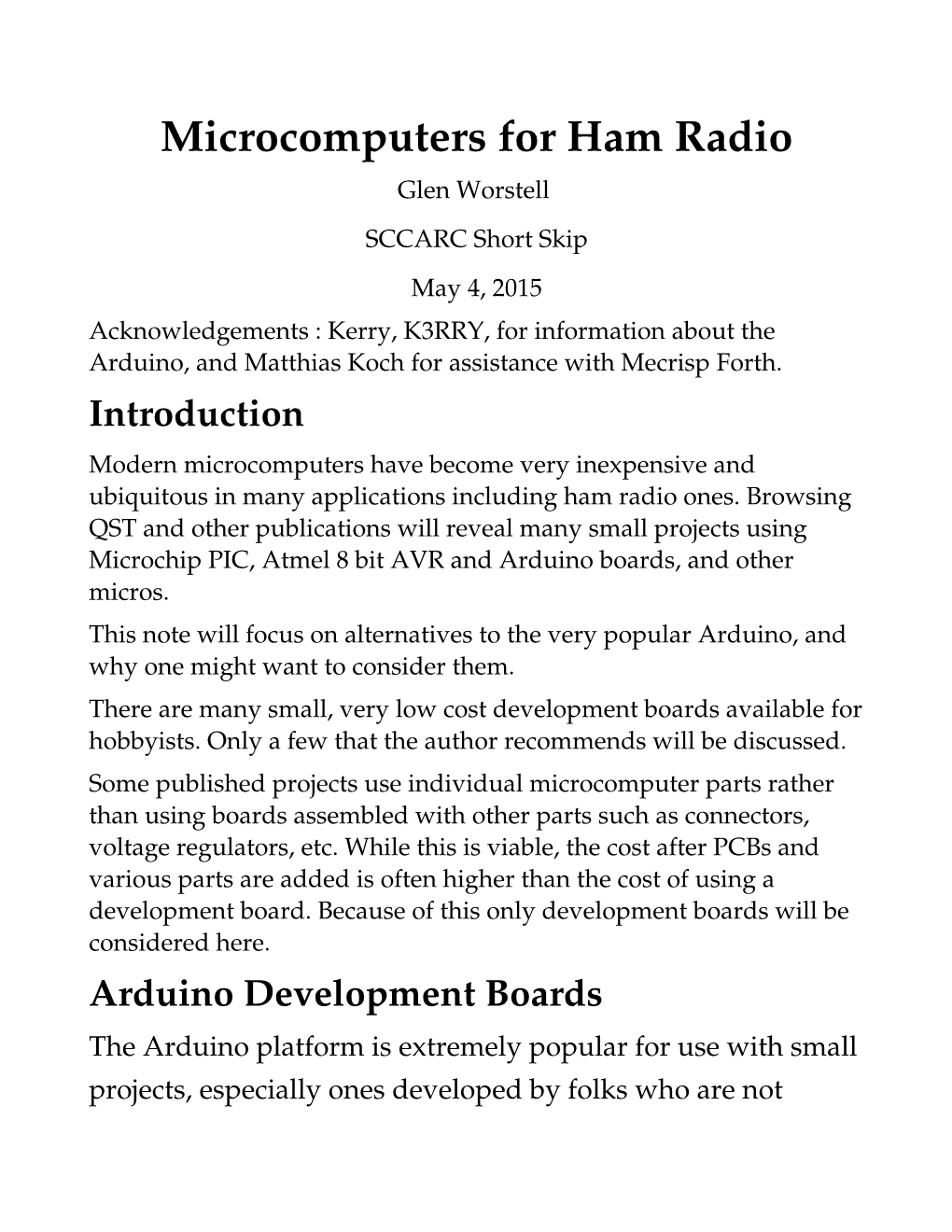 Microcomputers for Ham Radio