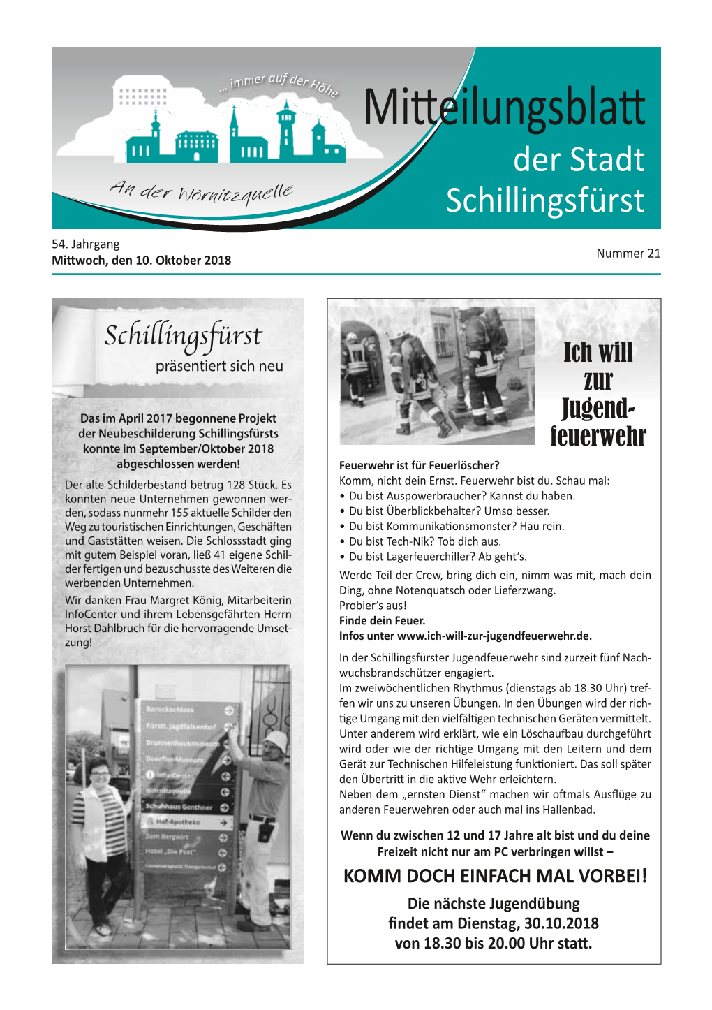 Mitteilungsblatt Nr. 21 Vom 10.10.2018