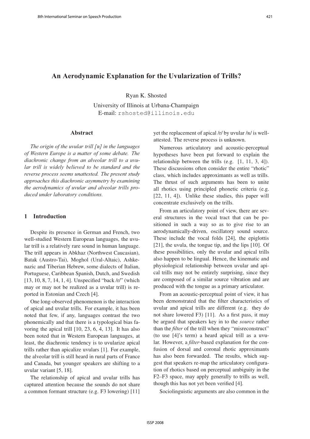 An Aerodynamic Explanation for the Uvularization of Trills?