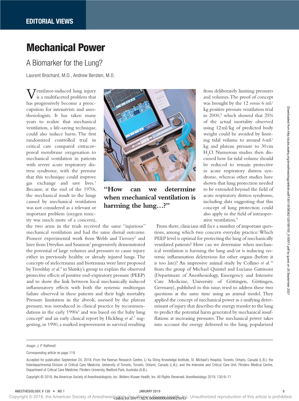 Mechanical Power a Biomarker for the Lung?