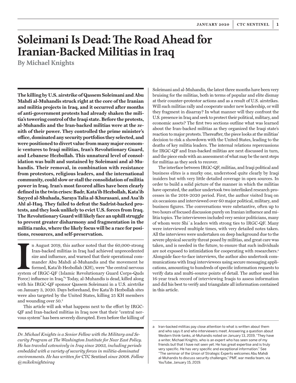 The Road Ahead for Iranian-Backed Militias in Iraq by Michael Knights