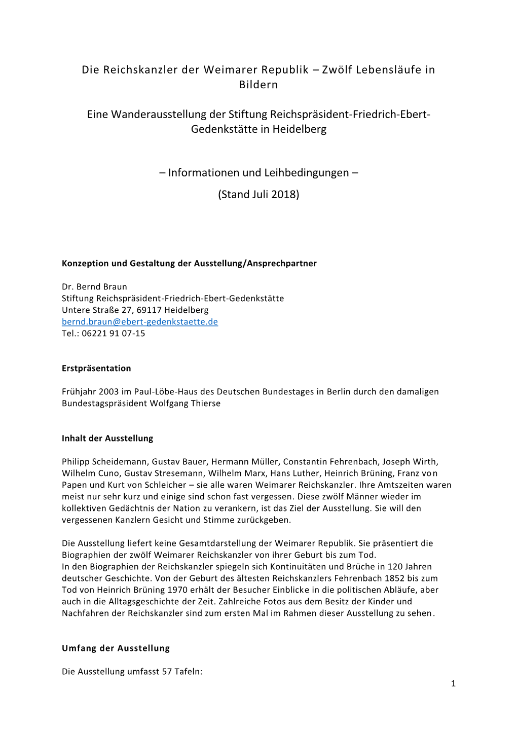 Die Reichskanzler Der Weimarer Republik – Zwölf Lebensläufe in Bildern