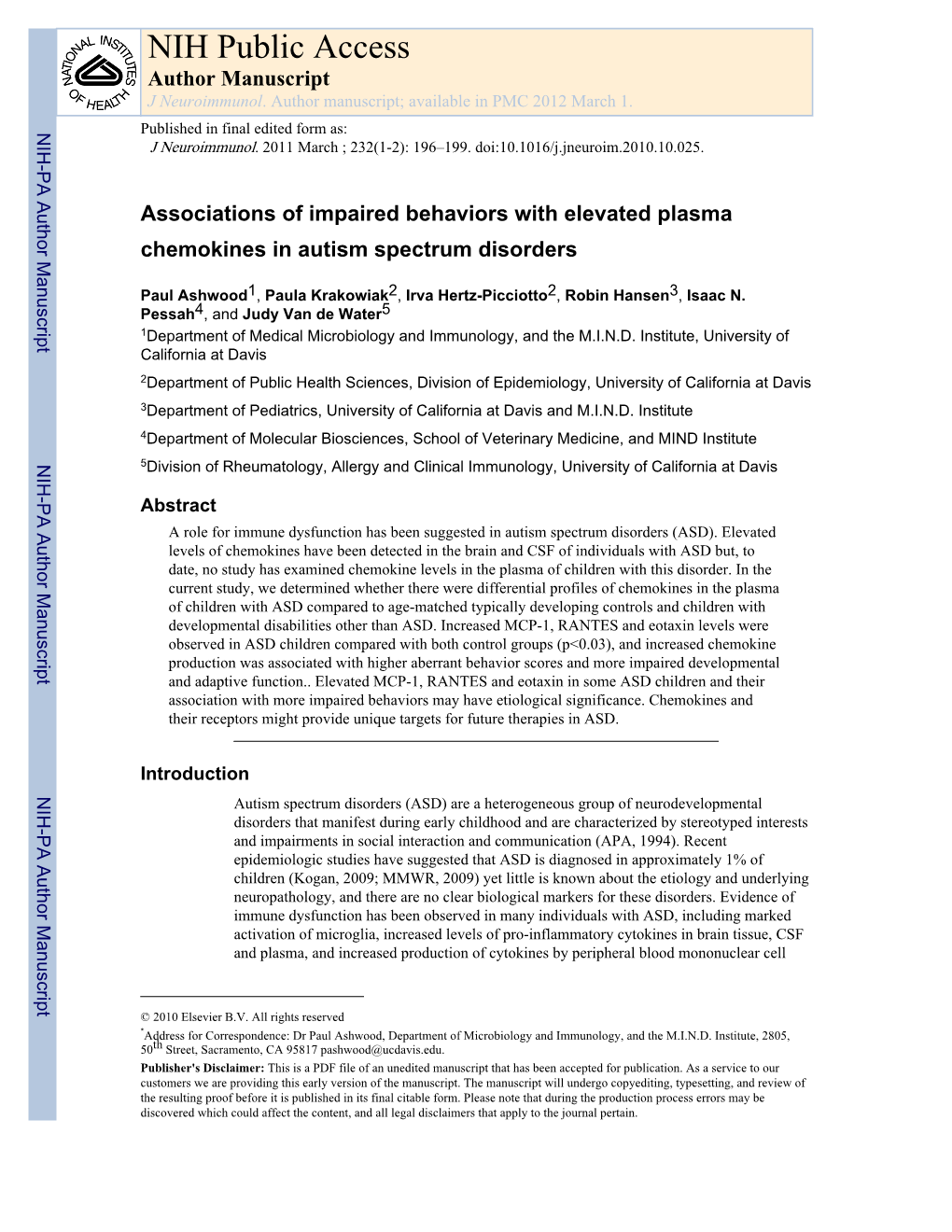 NIH Public Access Author Manuscript J Neuroimmunol