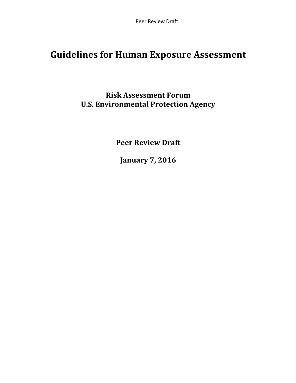 Guidelines for Human Exposure Assessment