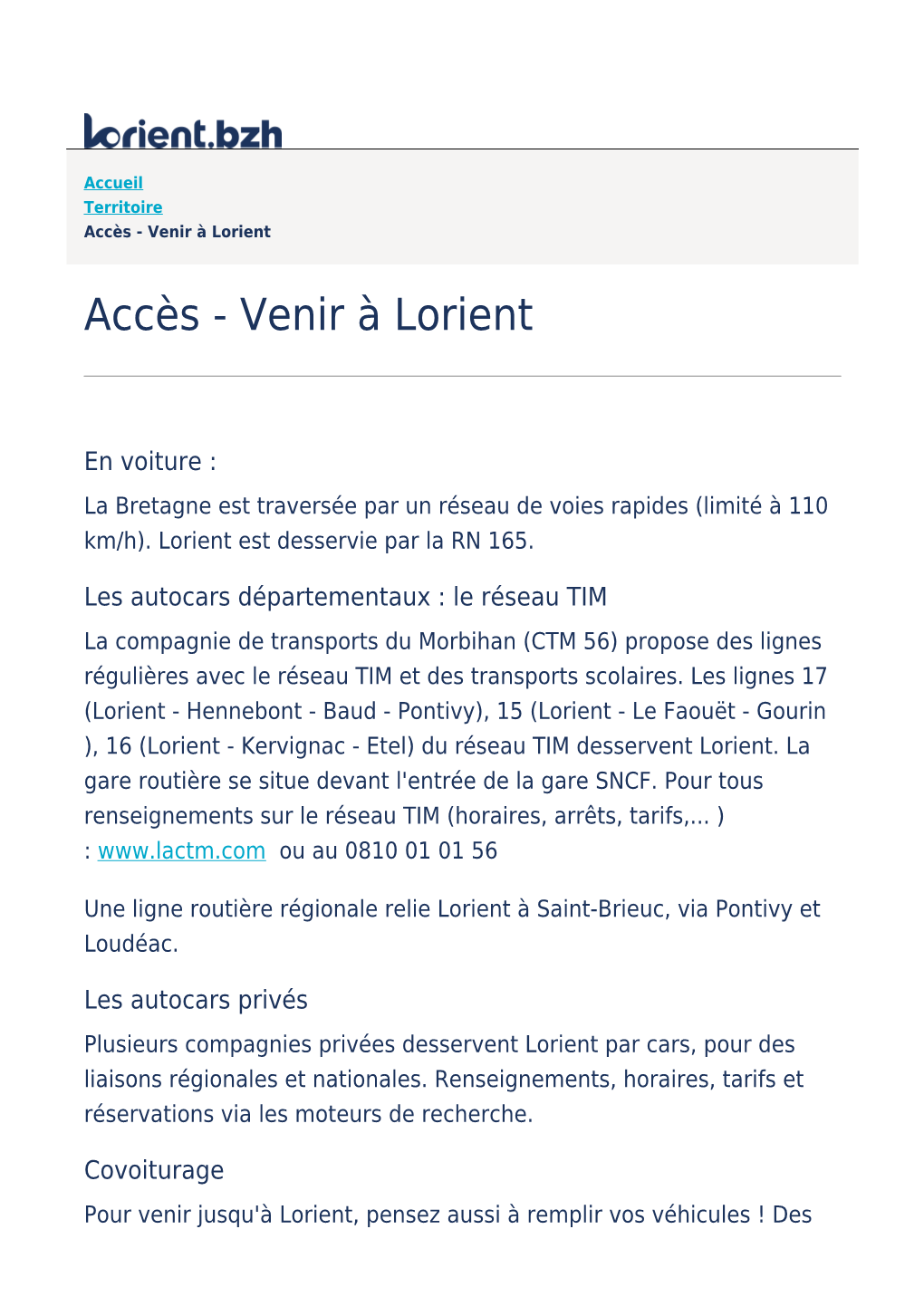 Accès - Venir À Lorient