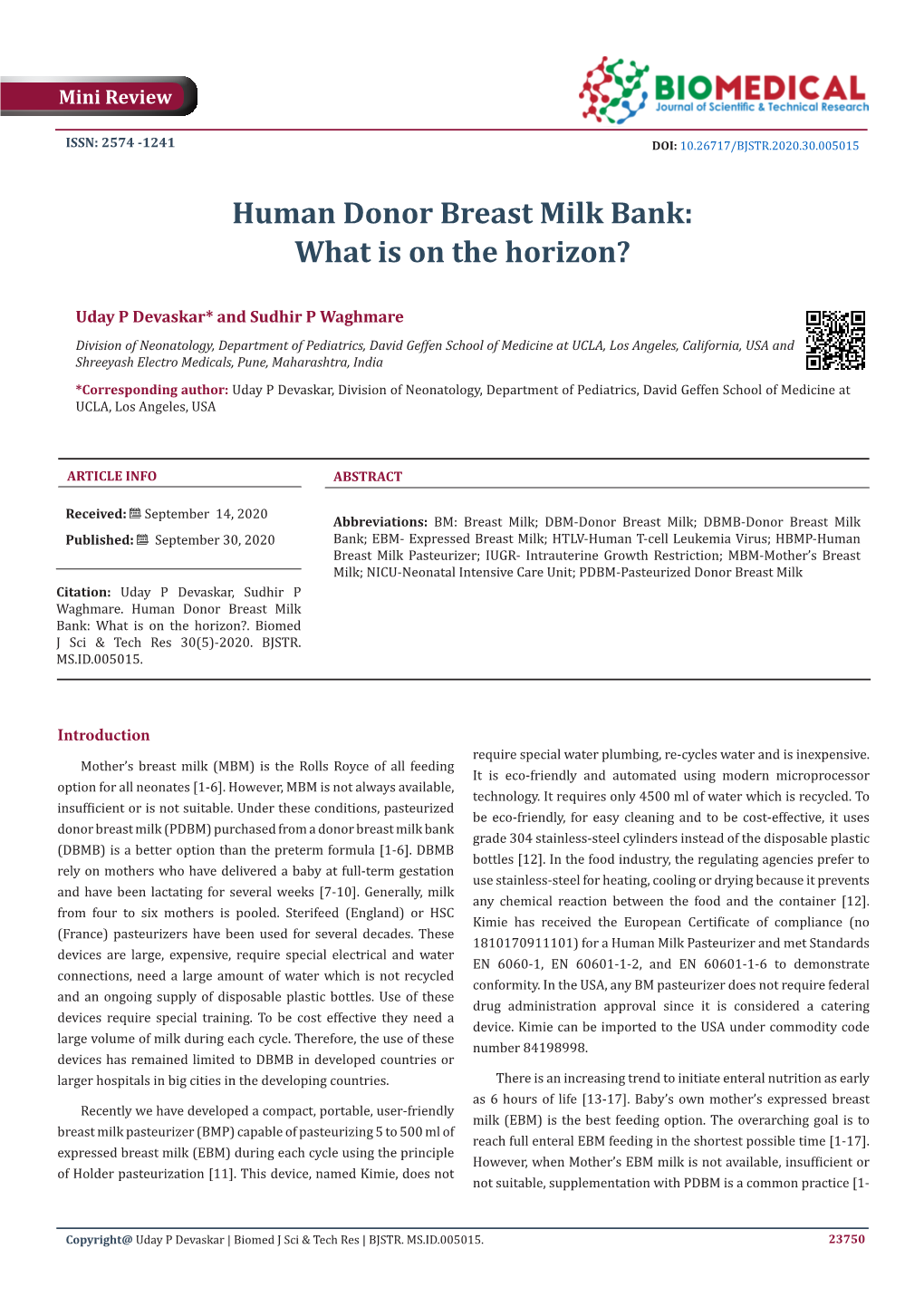 Human Donor Breast Milk Bank: What Is on the Horizon?