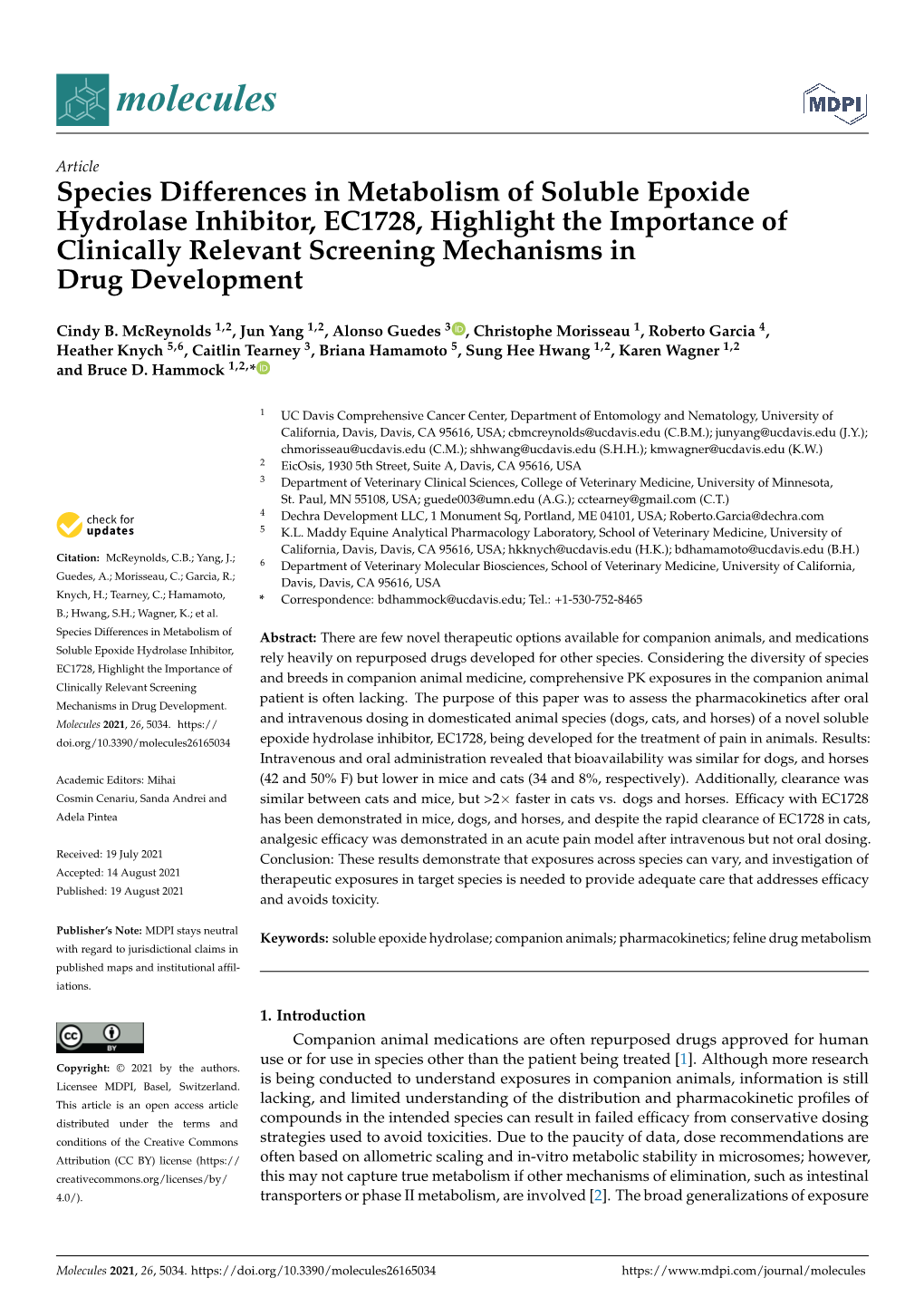 Species Differences in Metabolism of Soluble Epoxide Hydrolase