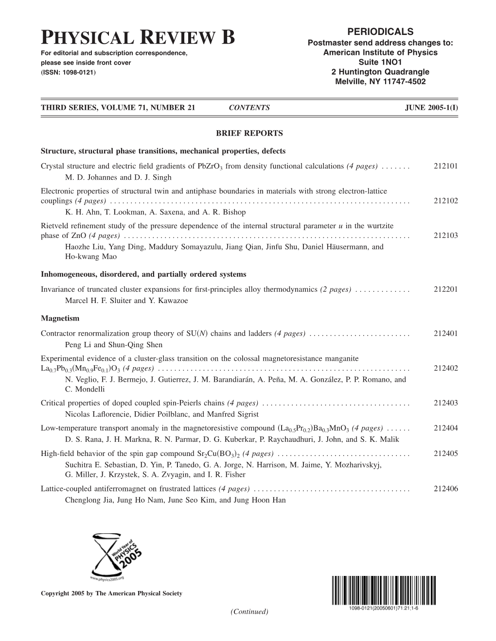 Table of Contents (Print)