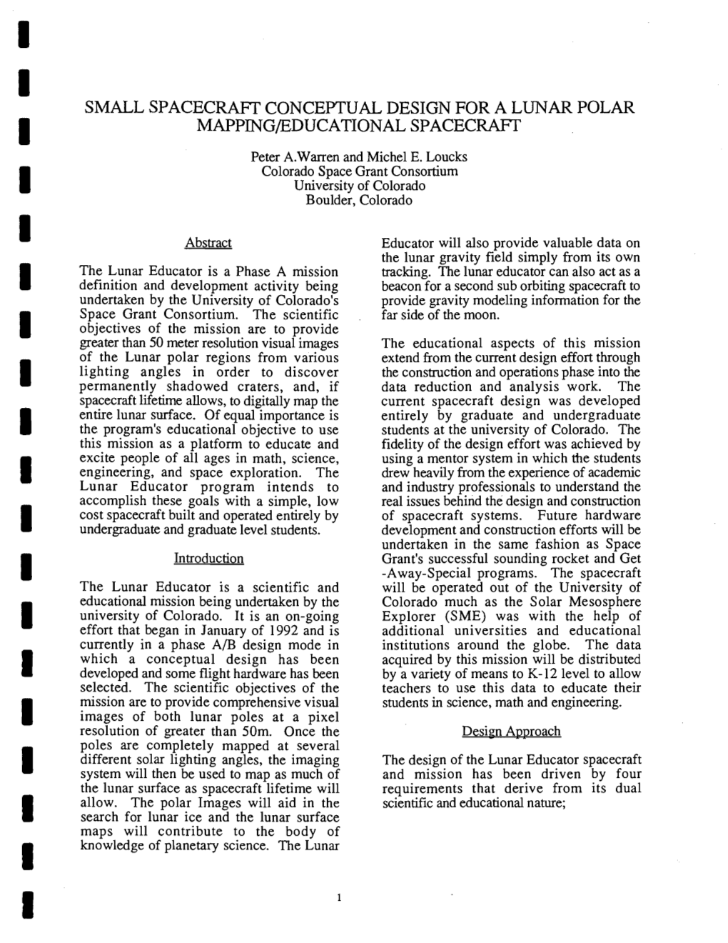 Small Spacecraft Conceptual Design for a Lunar Polar Mapping