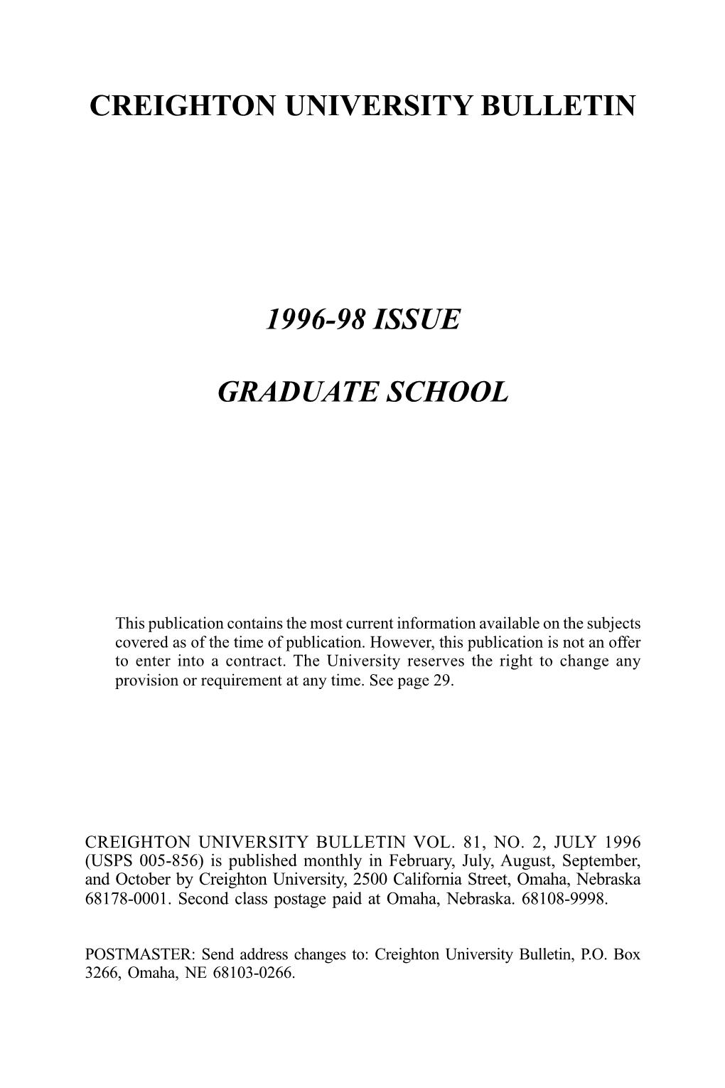 Graduate School 1996-98