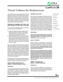 Throat Cultures for Streptococcus