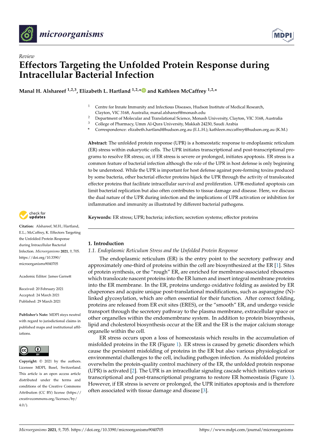 Effectors Targeting the Unfolded Protein Response During Intracellular Bacterial Infection