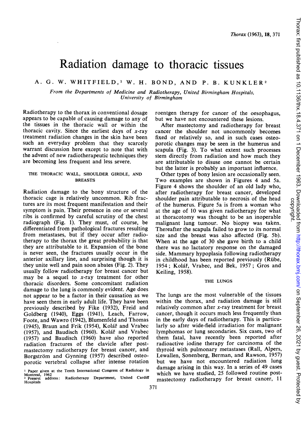 Radiation Damage to Thoracic Tissues