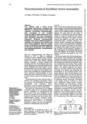 Neuromyotonia in Hereditary Motor Neuropathy J Neurol Neurosurg Psychiatry: First Published As 10.1136/Jnnp.54.3.230 on 1 March 1991