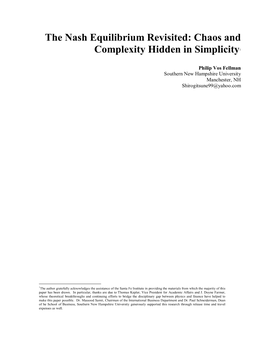 The Nash Equilibrium Revisited: Chaos and Complexity Hidden In
