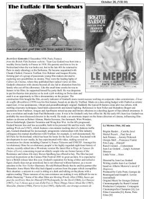 Le Mépris/Contempt (1963), Les Carabiniers (1963) and Une Femme Est Une Femme/A Woman Is a Woman (1961)