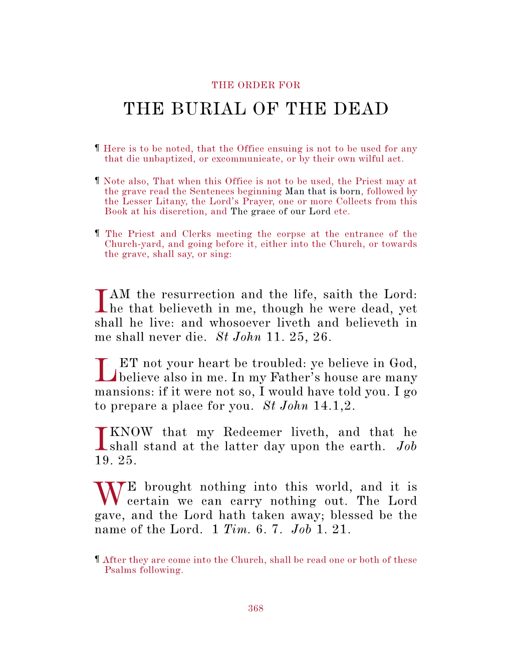 The Order for the Burial of the Dead