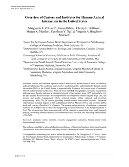 Overview of Centers and Institutes for Human-Animal Interaction in the United States