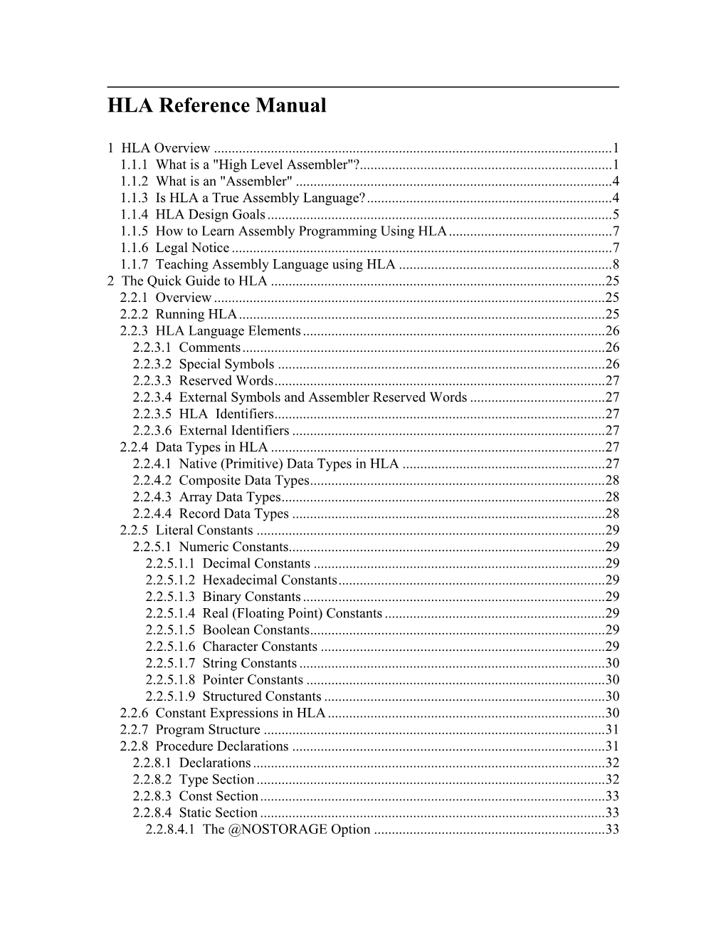 HLA Reference Manual