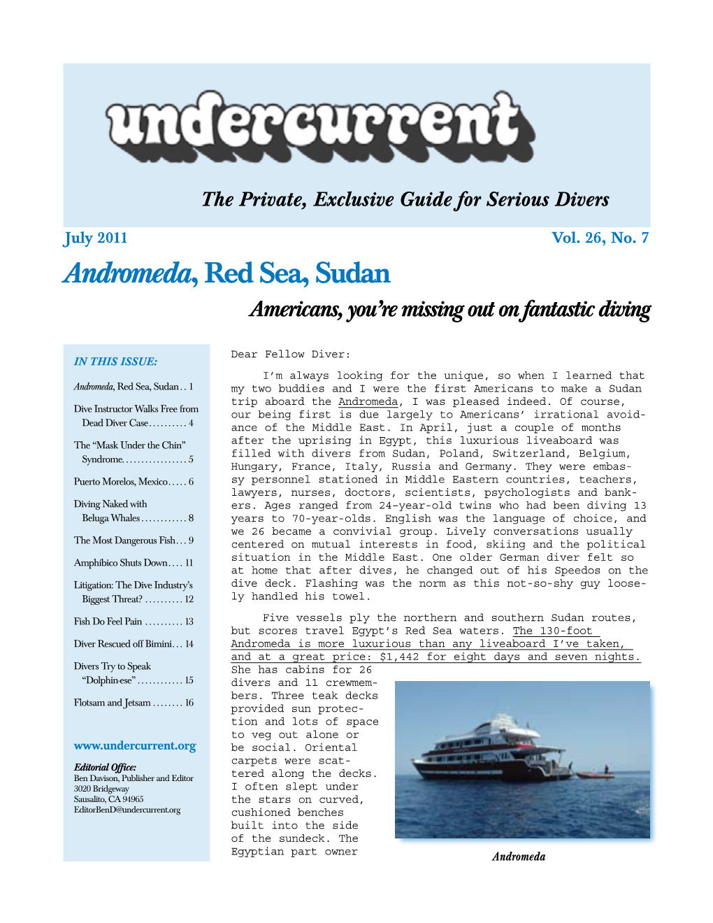 Andromeda, Red Sea, Sudan + [Other Articles] Undercurrent, July 2011