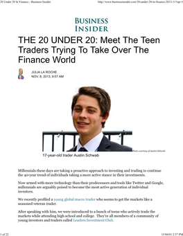THE 20 UNDER 20: Meet the Teen Traders Trying to Take Over the Finance World