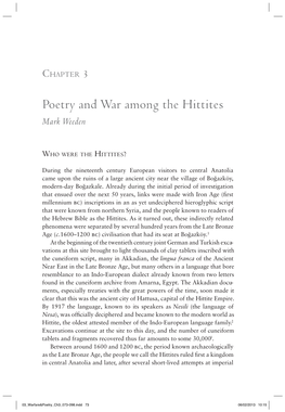 Poetry and War Among the Hittites Mark Weeden