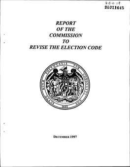 Report of the Commission to Revise the Election Code