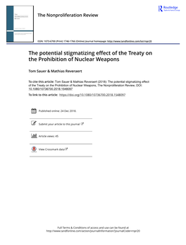 The Potential Stigmatizing Effect of the Treaty on the Prohibition of Nuclear Weapons