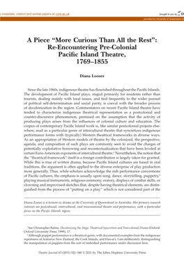 Re-Encountering Pre-Colonial Pacific Island Theatre, 1769–1855
