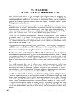 Mack Wilberg: the Creative Mind Behind the Music