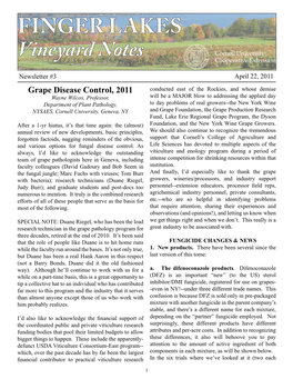 Finger Lakes Vineyard Notes Newsletter 2011, #3
