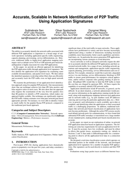 Accurate, Scalable In-Network Identification of P2P Traffic Using