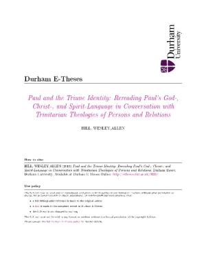 Rereading Paul's God-, Christ-, and Spirit-Language in Conversation with Trinitarian Theologies of Persons and Relations