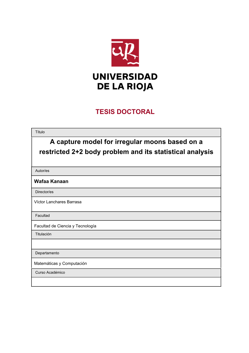 A Capture Model for Irregular Moons Based on a Restricted 2+2 Body Problem and Its Statistical Analysis