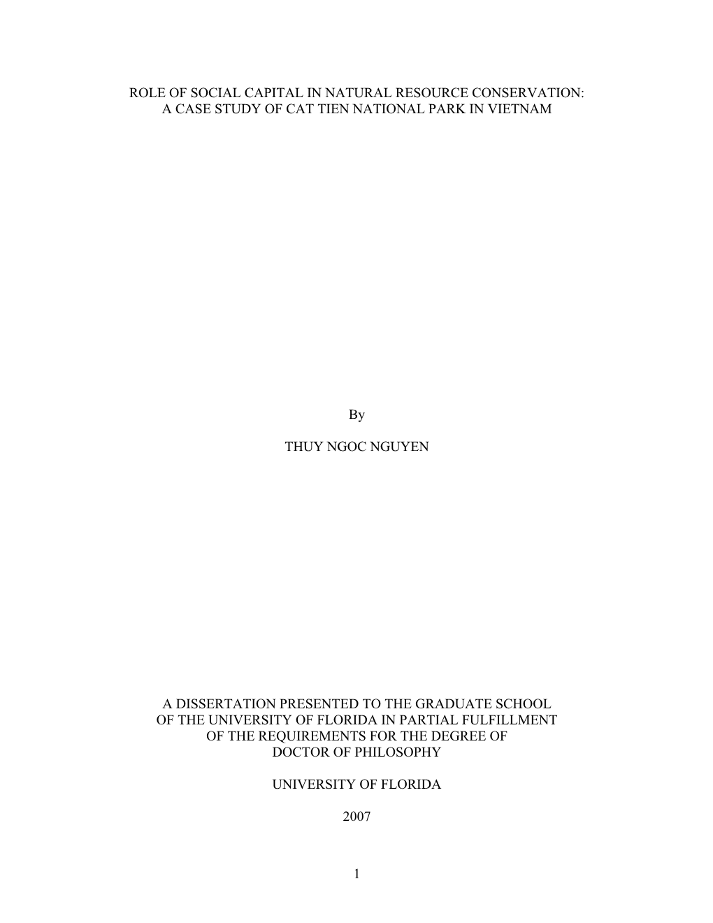 Role of Social Capital in Natural Resource Conservation: a Case Study of Cat Tien National Park in Vietnam