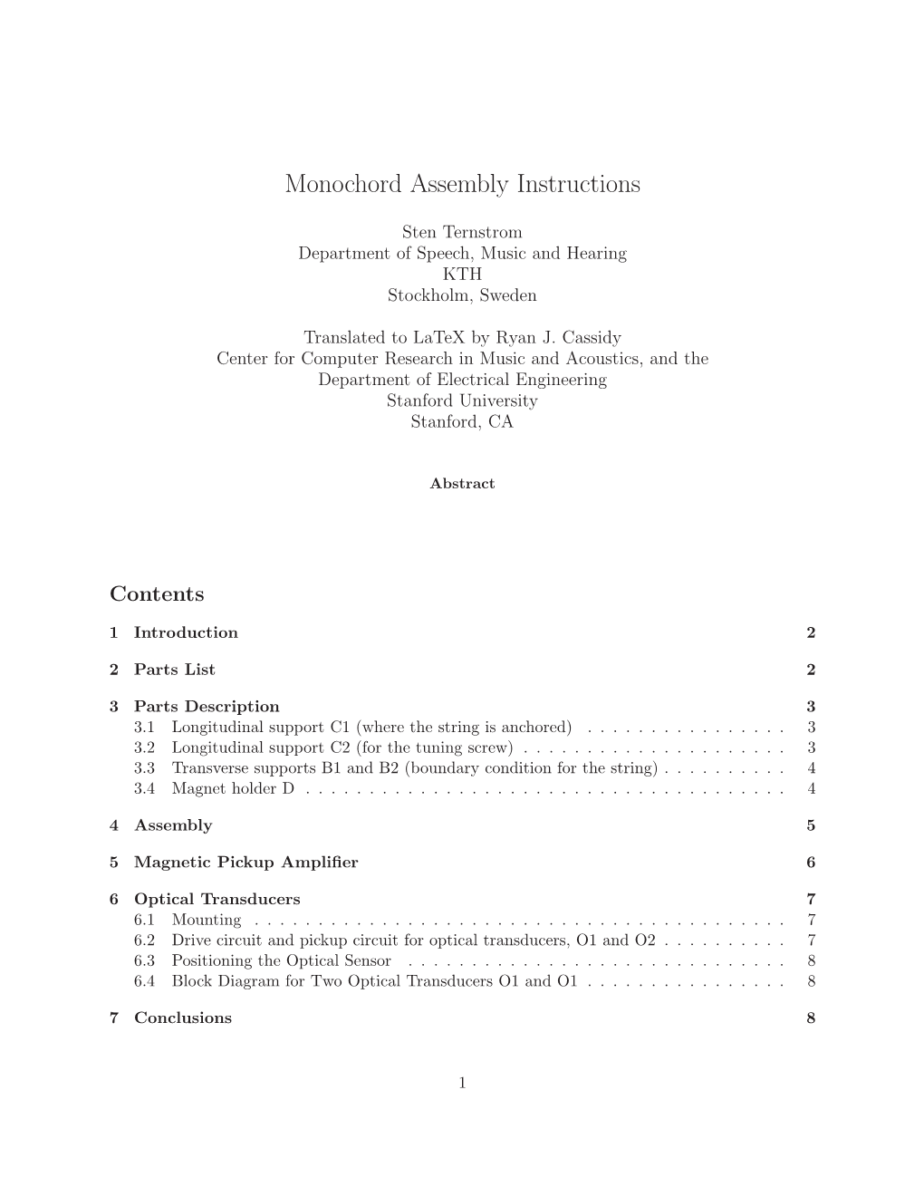 Monochord Assembly Instructions