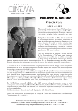 PHILIPPE R. DOUMIC French Icons 19.04.19 > 01.06.19