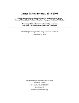 James Parker Records, 1910-2005