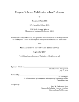Essays on Volunteer Mobilization in Peer Production