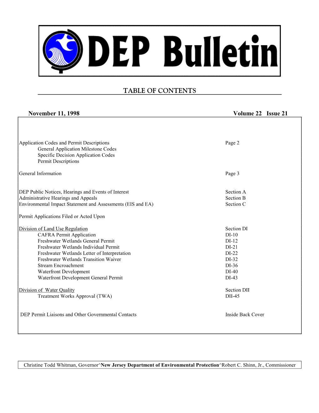 DEP Bulletin, 11/11/98