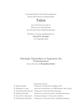 Ontologie Naturalisée Et Ingénierie Des Connaissances Sous La Direction De Maximilian Kistler