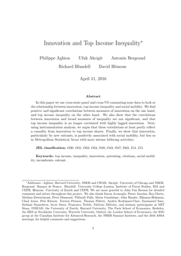 Innovation and Top Income Inequality∗
