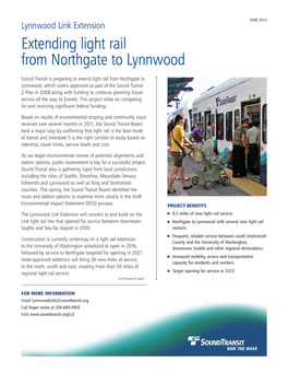 Extending Light Rail from Northgate to Lynnwood