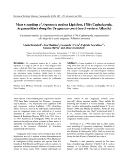 MASS STRANDING of Argonauta Nododsa