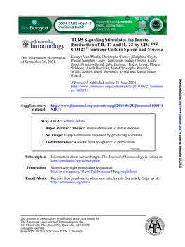 Immune Cells in Spleen and Mucosa + CD127 Neg Production of IL-17