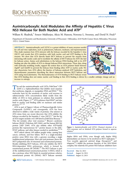 Aurintricarboxylic Acid Modulates the Affinity of Hepatitis C Virus NS3