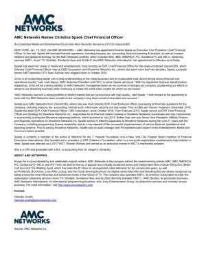 AMC Networks Names Christina Spade Chief Financial Officer