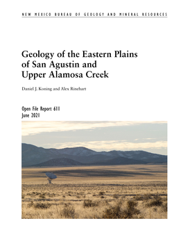 Geology of the Eastern Plains of San Agustin and Upper Alamosa Creek